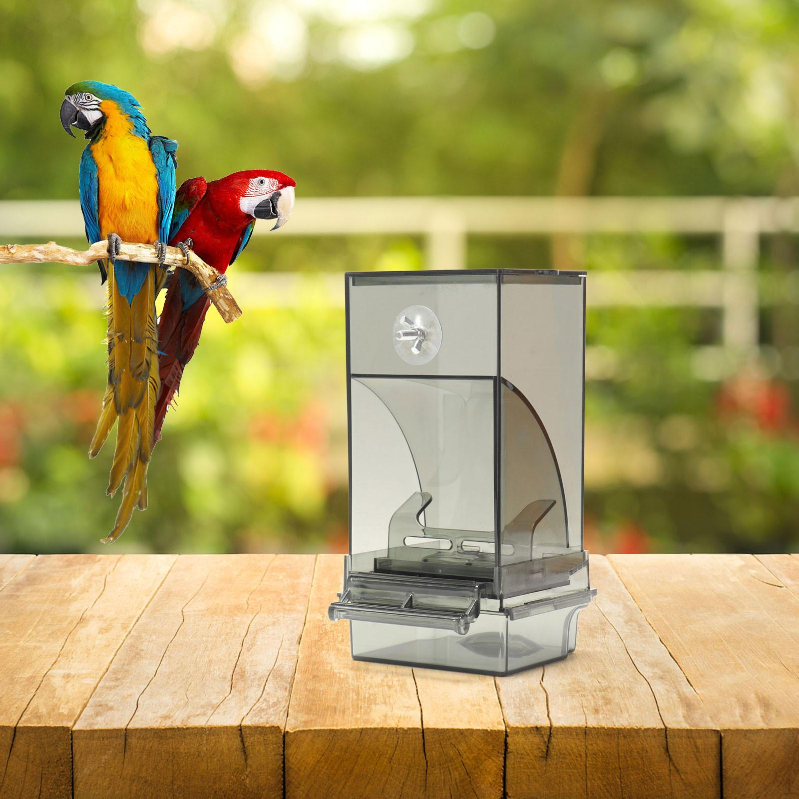 

Кормушка для птиц без беспорядка, автоматическая кормушка для попугаев с окунем, прозрачный контейнер для еды с защитой от брызг, для gray