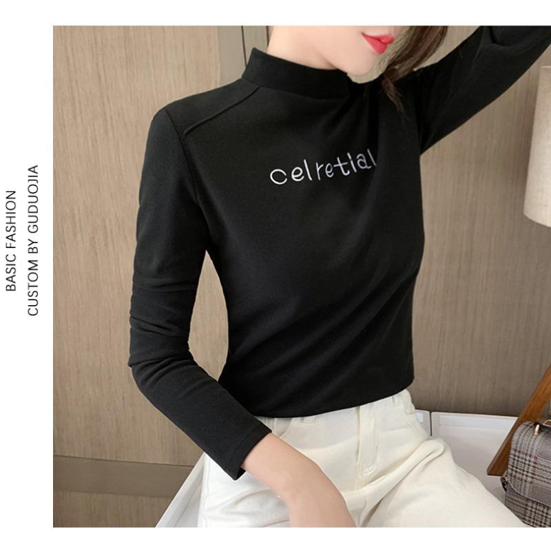 Half High Collar Undershirt Long Sleeved T-shirt Women's Top