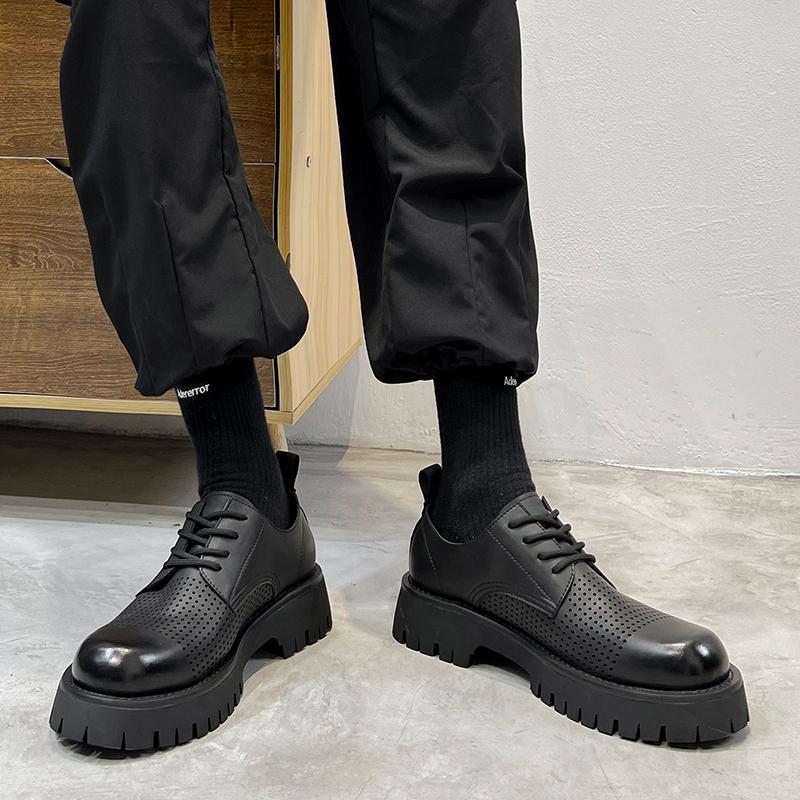 Fashion Black thick soled men's leather shoes Comfortable and breathable quality styles Formal Business Office Fashion party shoes