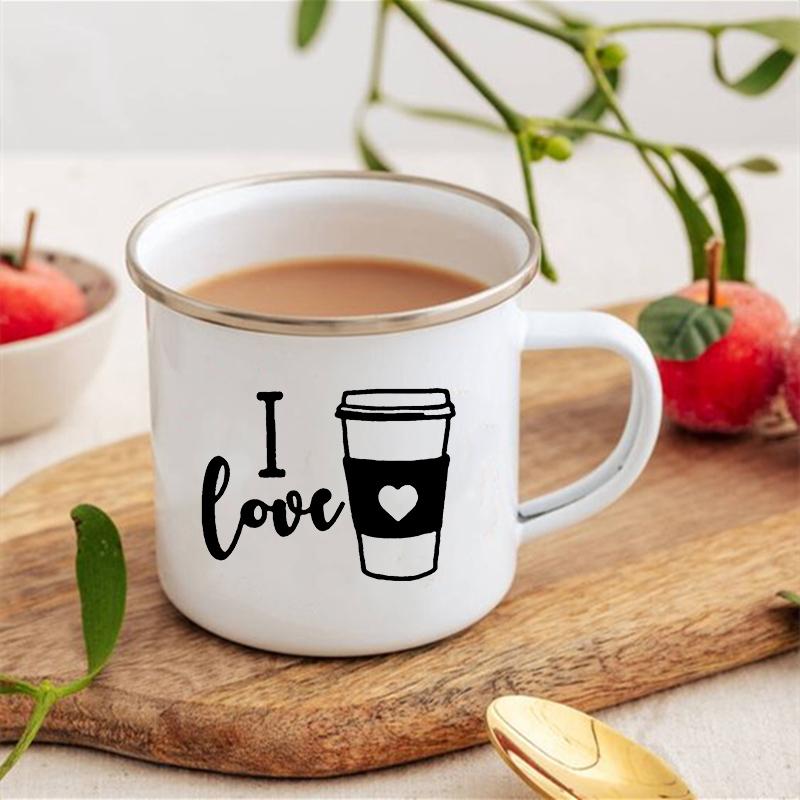 Life Begins After Coffee Print Mugs Creative Coffee Tea Drink Dessert Breakfast Milk Cup Enamel Mugs Handle Drinkware Best Gifts
