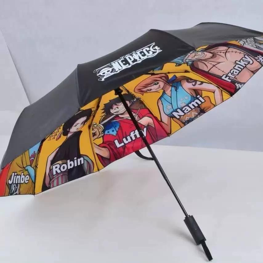 One Piece Collaboration Umbrella, Fully Automatic, Genuine, 70% Off Umbrellas, Cartoon Anime, Sunny and Rainy Weather Umbrella, Luffy, Zoro, Straw