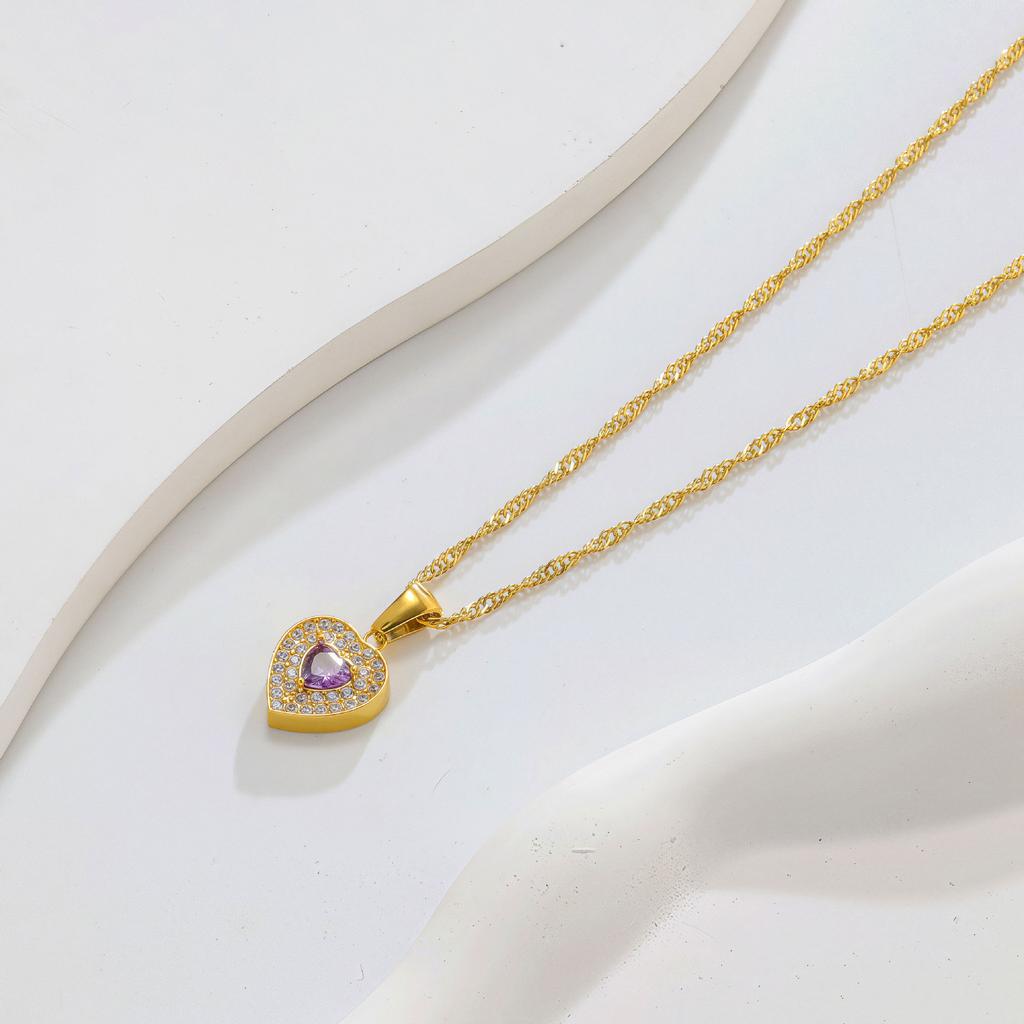 Multi-Color Love Diamond Necklace Women'S Suit Light Luxury Temperament Simple Versatile Collarbone Chain Pendant Jewelry