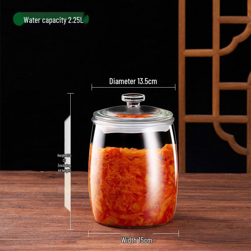 Sichuan Turşu Sebzeleri Geniş Ağızlı Fermentasyon Kavanozu - Cam, Gıda Sınıfı, Kalınlaştırılmış, Büyük Kapasiteli, Ev Kullanımı