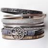 Hollow Tree of Life Multi-Layer Pearl Leather Bracelet with Magnetic Clasp