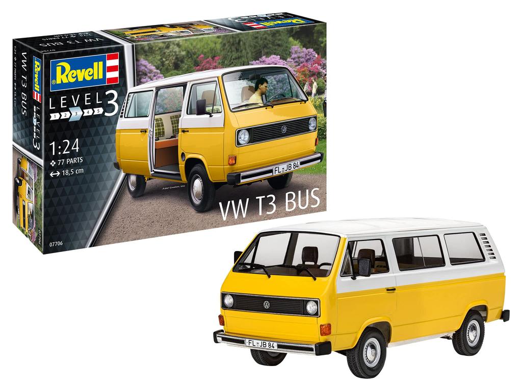 German Revell Scale VW T3 Microbus Plastic Model Kit Molded In Color 1/25 07706,