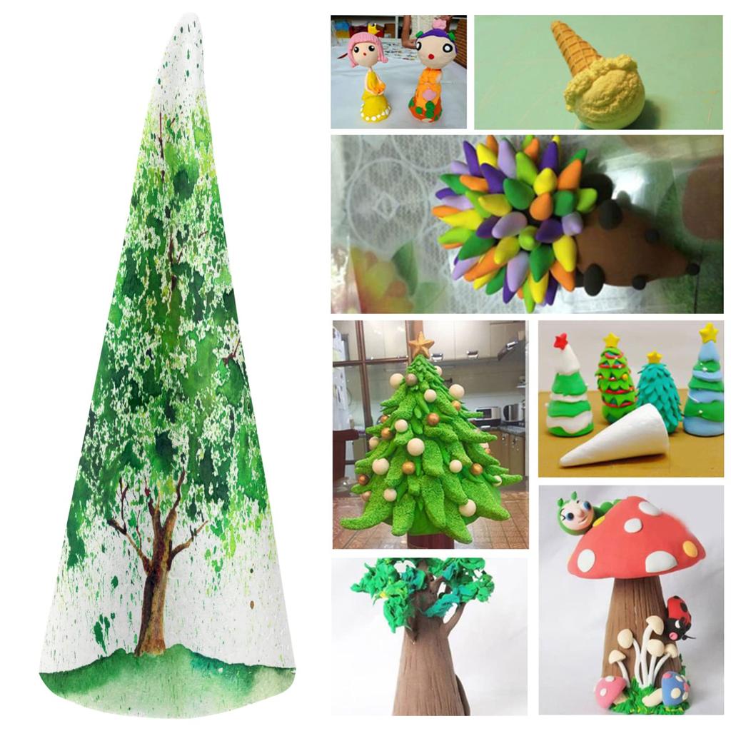 EXCEART Styrofoam Cone Shapes for DIY Handmade Christmas Tree Making, Toys, Colorable Accessories, Models, and Ornaments, White, Set of 6