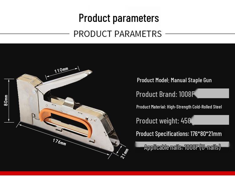 Manual Air Brad Nailer & U-Shaped Nail Stapler for Advertising Canvas & Oil Painting 1008F