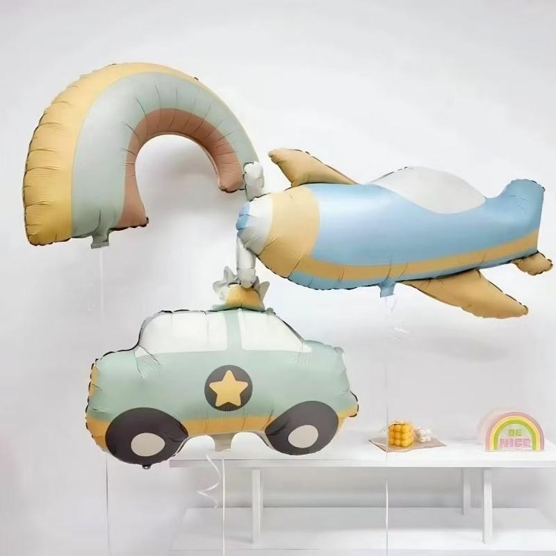 Cartoon Matte Bear Rainbow Plane Car Foil Balloons Happy Birthday Party Decorations Kids Girl Boy Baby Shower Toys Supplies