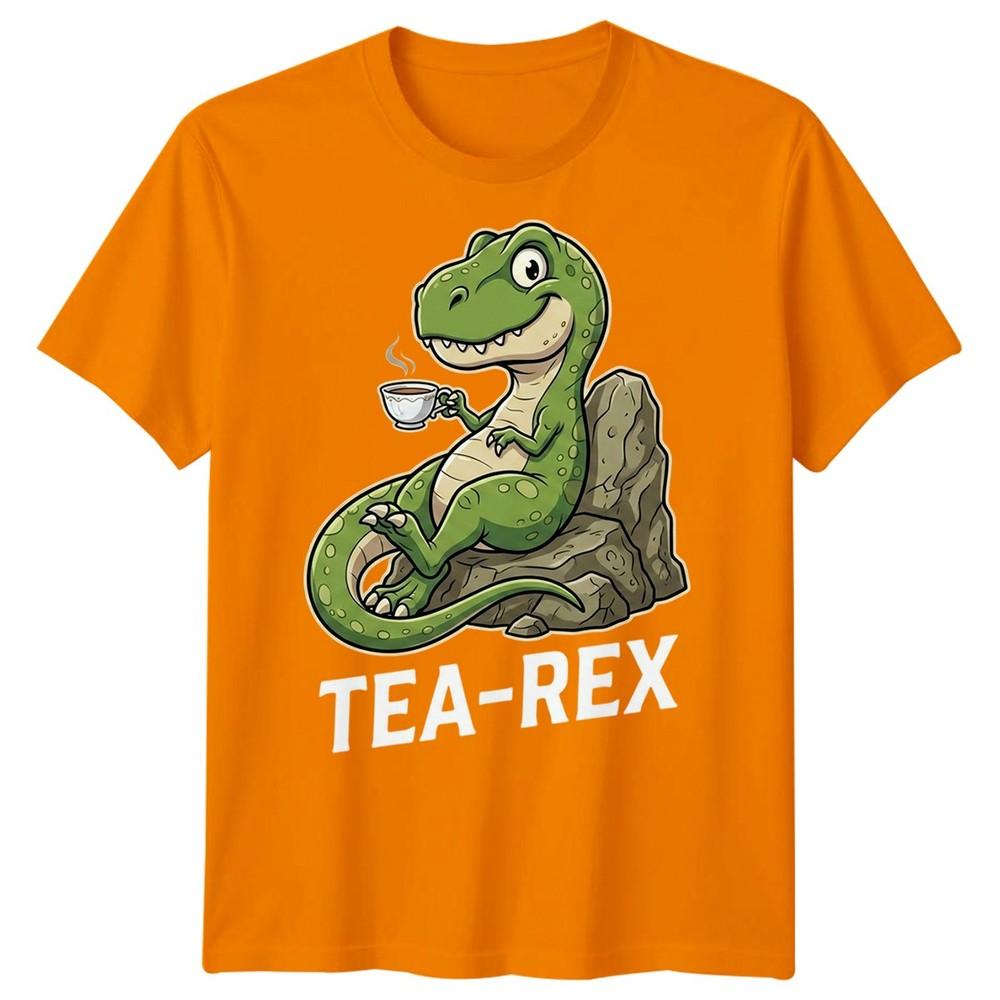 Tea Rex Funny Dinosaur Drinking Tea Unisexs T Shirt Graphic Novelty Tee