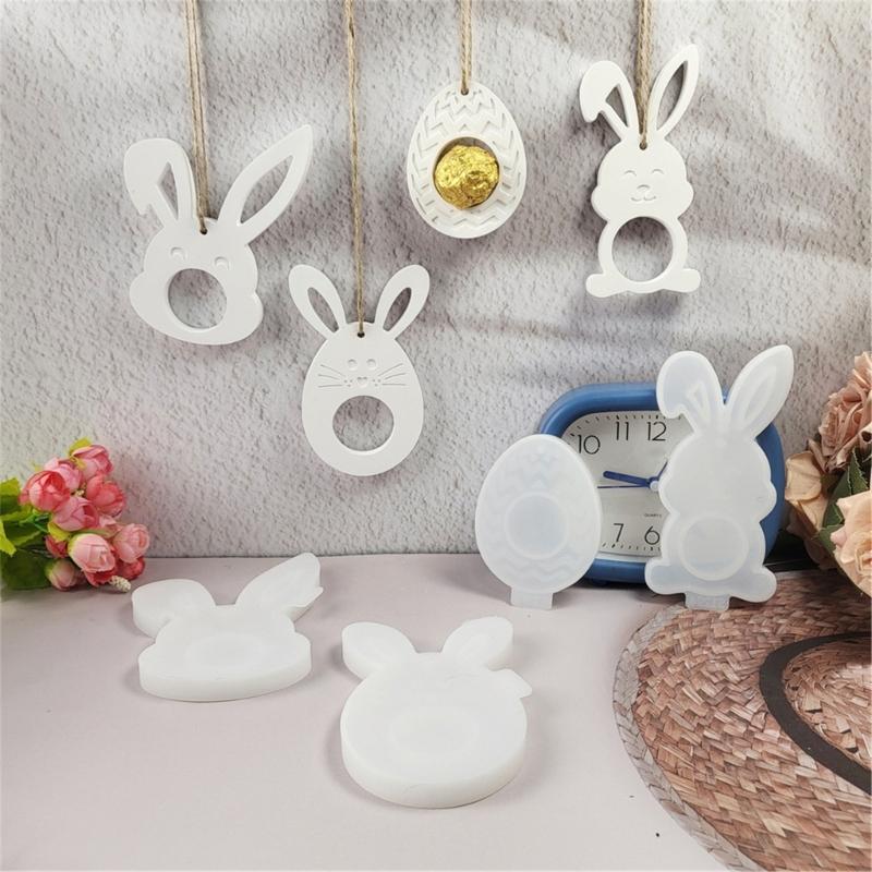 Easter Theme Resin Pendant Silicone Molds Eggs/Rabbit Silicone Molds Heat Resistant for Chocolate Holder Jewelry Making