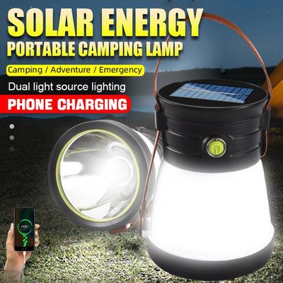 Solar-USB-wiederaufladbare Campinglampe Tragbare LED+COB-Taschenlampe Outdoor-Powerbank Notfall-Zeltlaternen Scheinwerfer Arbeitslicht