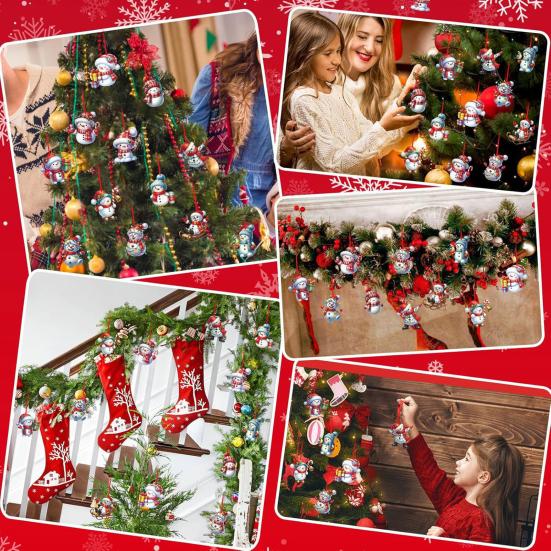 Christmas Snowman Ornaments Cartoon Snowman Hanging Decoration Xmas Tree Wooden Crafts for Tree Car Holiday Home Decor