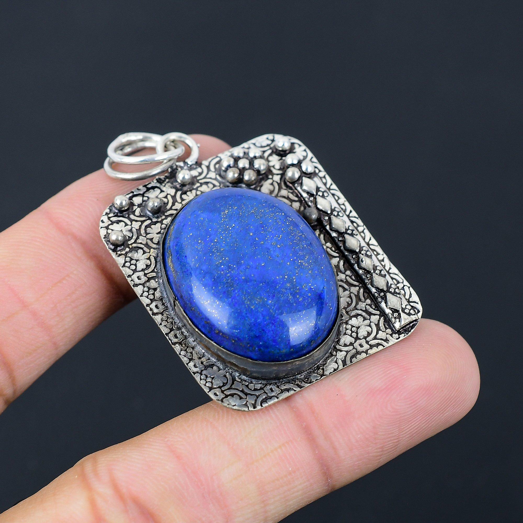 Sisters Day Sale 925 Sterling Silver Oval Lapis Lazuli Gemstone Mother Pendant
