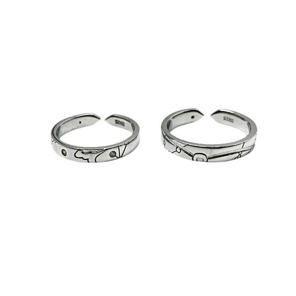 S925 Sterling Silver Star & Moon Couple Rings, Stylish Unisex Design, Perfect for Qixi Festival or Valentine's Day Gift