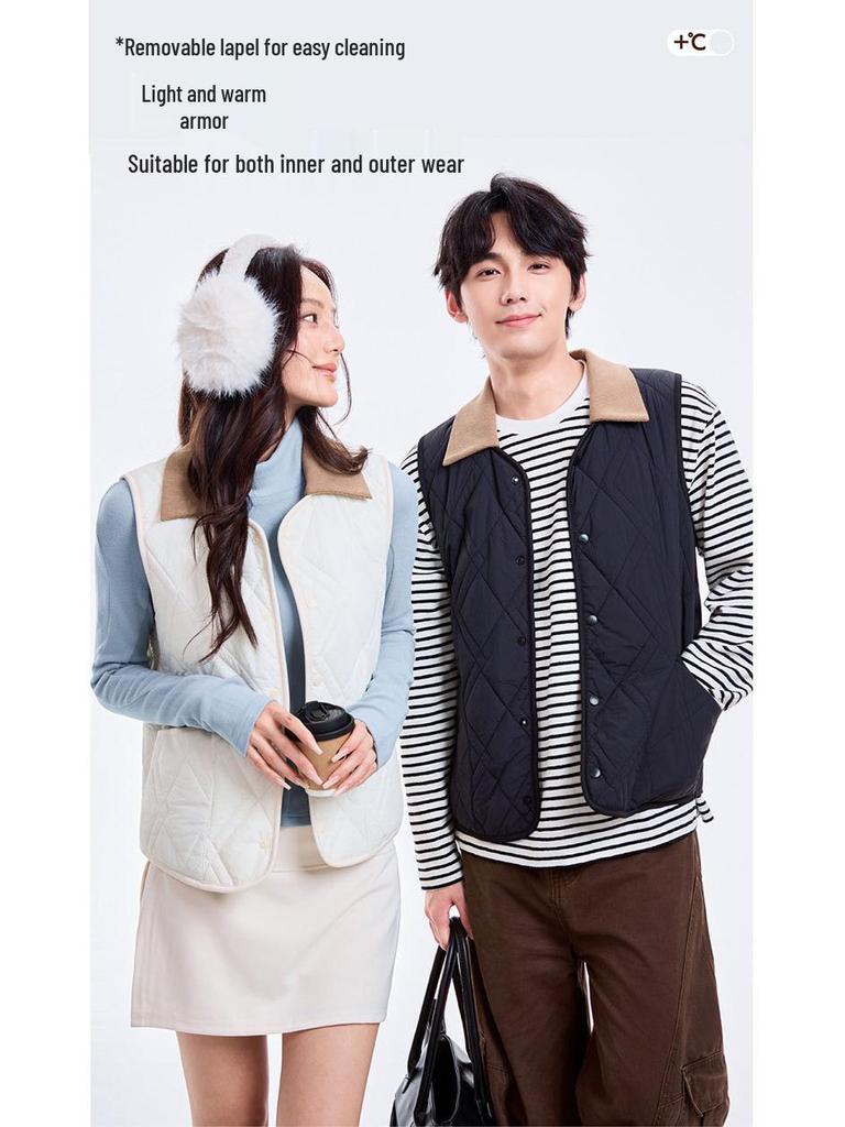 Unisex Winterweste mit Fleecefutter und abnehmbarem Kragen - Warme ärmellose Jacke