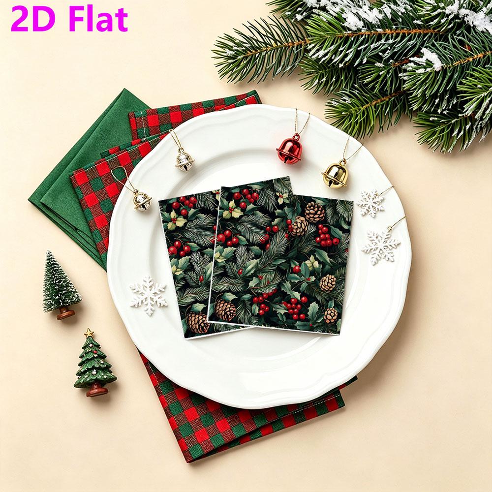 20pcs Disposable Napkins with Christmas Fruit Pattern Print for Wedding,Parties,and Daily Use for Thanksgiving Fall Christmas Table Decoration