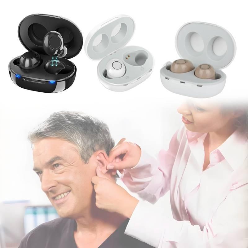 Wiederaufladbarer Smart Hörverstärker für Senioren Einstellbare Lautstärke mit geräuscharmem Design in Schwarz Weiß und Beige