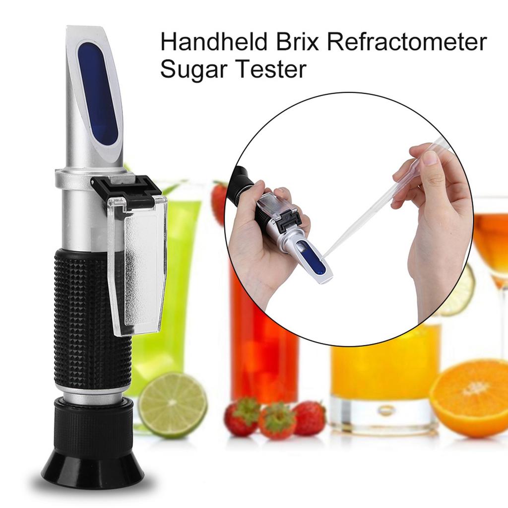 RZ120 Handheld Brix Refractometer Sugar Tester for Beer Wine Fruit Juice 0 32percent  ATC
