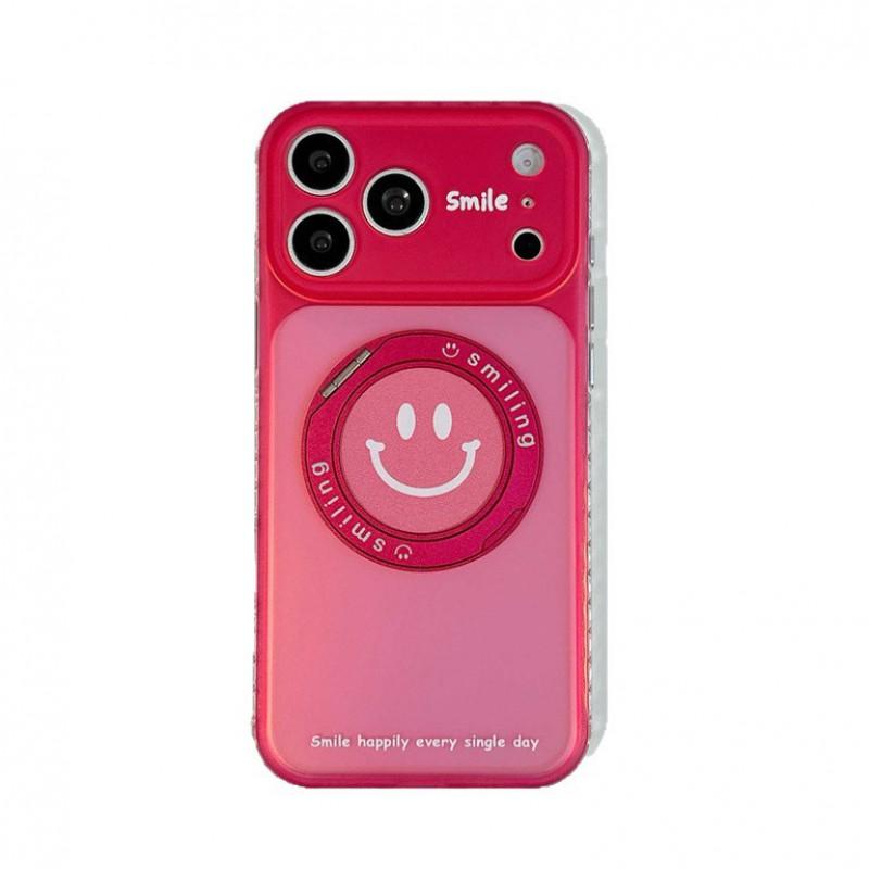 Colorful Smiley Face Magnetic Rotating Stand Case IPhone 17 16 Pro Max 15 Soft Silicone Cover Anti-Drop Protection