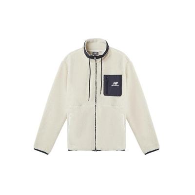 New Balance Velvet Jackets Men's White Stand Collar Moderate MDA3N511-CRE