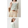 Striped long-sleeve knit top for women, 2026 spring and autumn new style, short Korean version, loose casual inner sweater