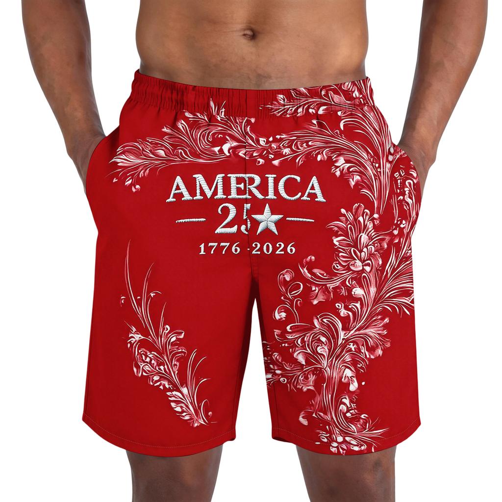 Pantalones Cortos Casuales de Moda con Estampado del Día de la Independencia para Hombre, Pantalones Cortos Deportivos Ligeros y Transpirables para Hombre