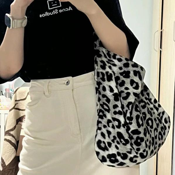 Korean Style Pink Leopard Print One-Shoulder Tote Bag