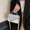 Korean Version of Simple Hand Carry Shoulder 2025 New Fashion Diagonal Splicing Contrasting Color Small Square Bag Portable Messenger Commuter Woman