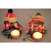 JH Gallery Recycled Material Rajasthani Raja Rani Puppet, Dolls Decorative Tealight