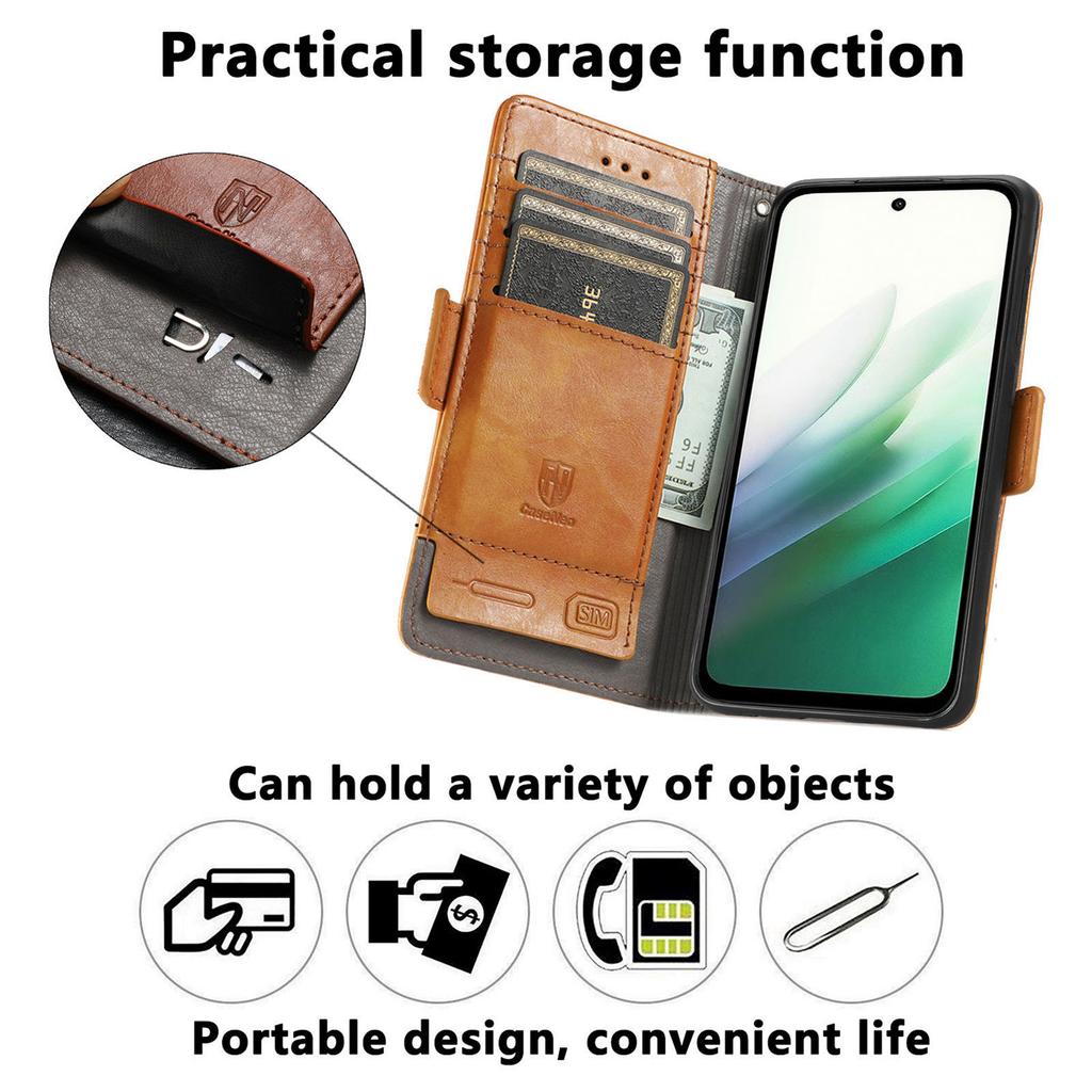 CASENEO For Xiaomi Redmi 15 5G (Global) (169mm) Phone Cases PU Leather Cover Stand with RFID Blocking Wallet
