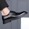 Business dress leather shoes men's Korean version trend lace-up platform shoes men's British pointed head inner height-increasing groom wedding shoes