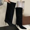 Fashion Fashion Vintage Thin Heels Women Knee High Boots Fashion Winter Sexy Pointed Toe Stripper Party Shoes Zapatos De Mujes