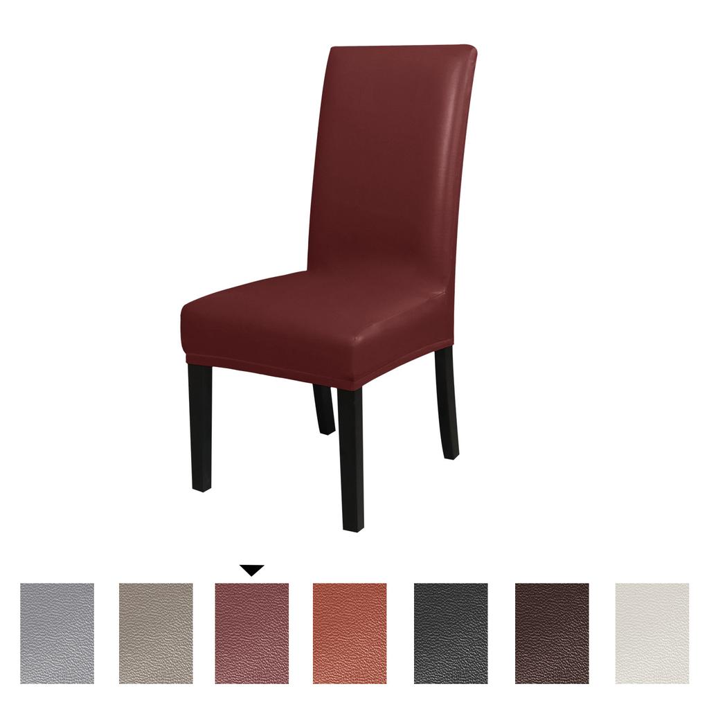 Waterproof PU Leather Dining Chair Covers, Stretch Oilproof Parsons Chair Slipcovers Removable Washable Kitchen Chair Protector for Dining Room