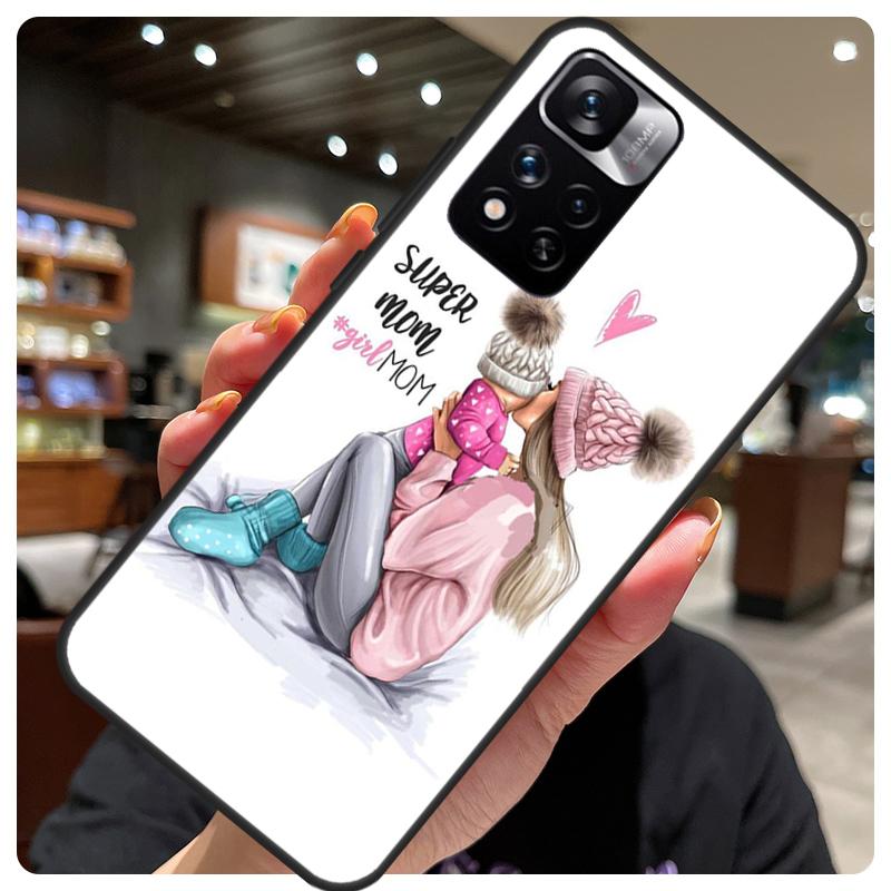 Baby Mother Brown Girl Family For Redmi Note 11 Pro Case For Redmi Note 12 8 9 10 Pro 8T 9S 10S 11S 12S 12C 9C 10C Coque