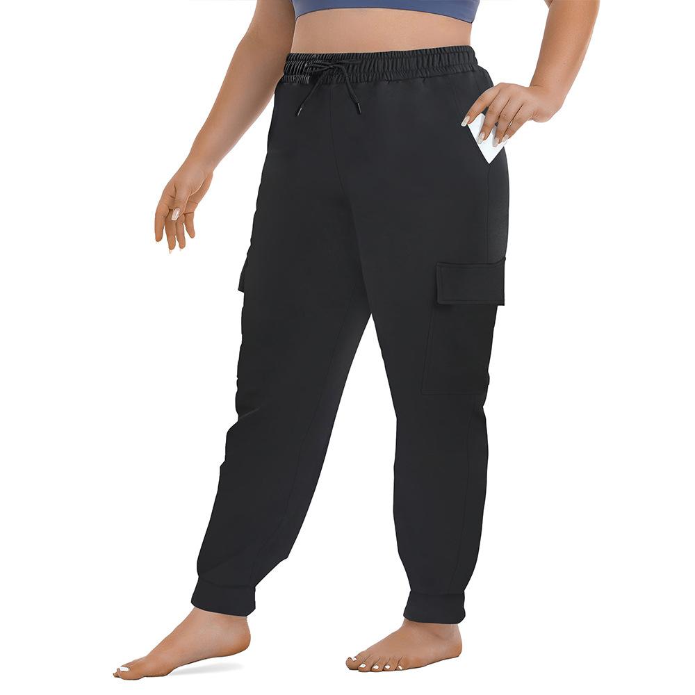 1XL-5XL Übergröße Sporthose Lange Hose für Damen mit Bündchen an den Knöcheln Workwear-Stil Locker sitzende Lässige Jogginghose mit Taschen.