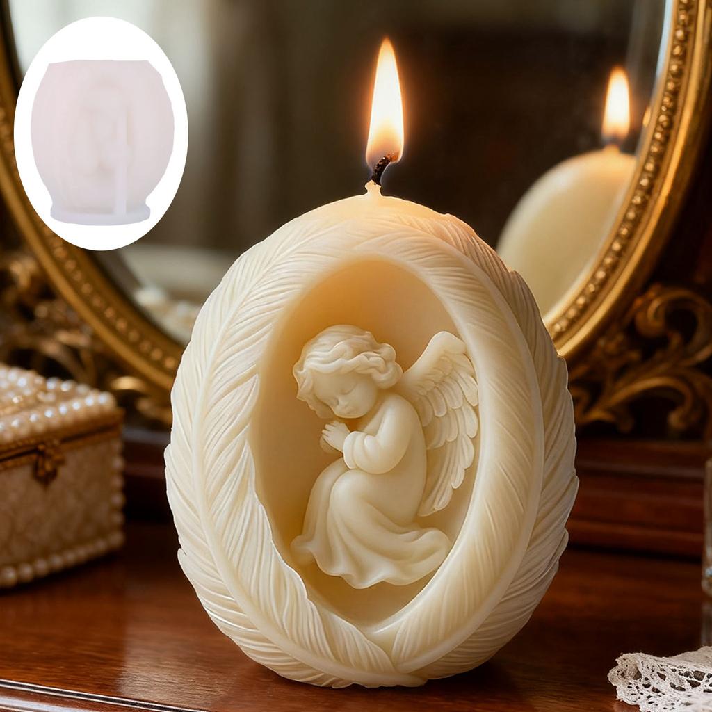 Feather Angel Candle Silicone Mold Wings Boy Gilrs Angel Candle Silicone Mould Resin Gypsum Molds Home Decoration Gift Ornament