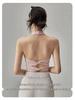 Women's Halter Neck Yoga Tank Top with Chest Pads & Cross Straps - Sexy Fitness Camisole Crop for Pilates