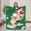 Leopard Hello Kitty Cartoon Blankets Coral Fleece Plush  Winter  Portable Lightweight Throw Blankets for Bed Outdoor Quilt