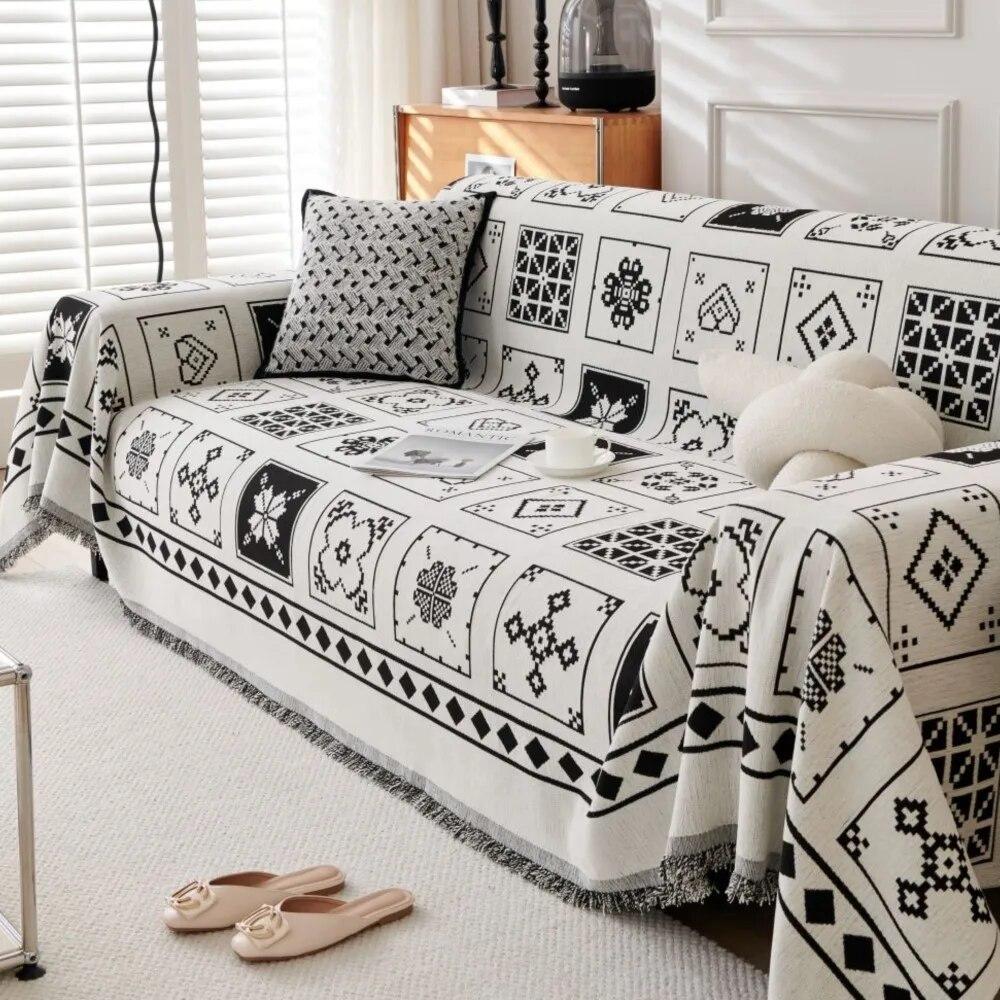 Dustproof Anti-cat Scratch Protection Sofa Throw Picnic Blanket Mat Four Season Three-seat Sofa Blanket Chenille Soft Sofa Cover