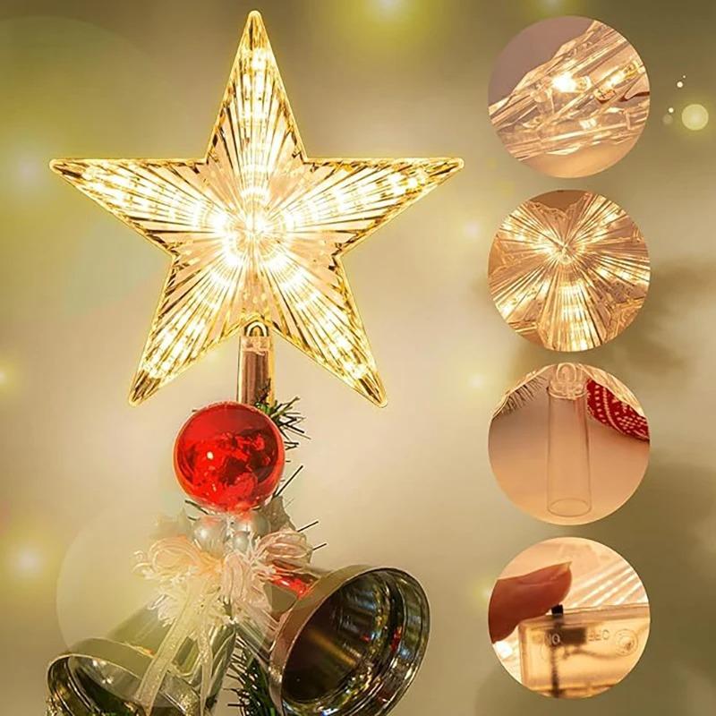 15cm Christmas Tree Decoration Stars Warm White Lights Home Room Decor LED Shining Lamp Xmas Festival