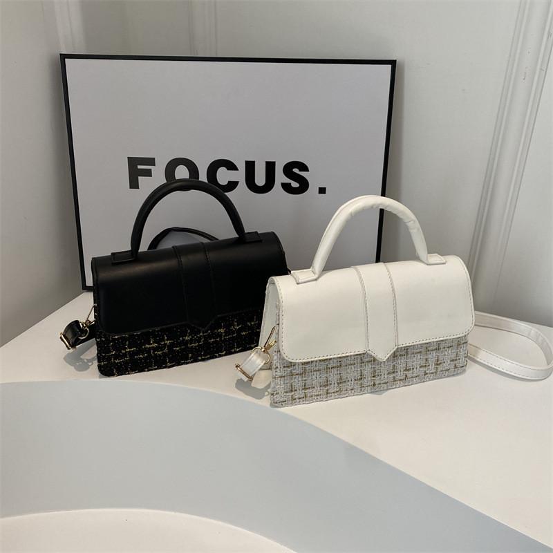 2024 New Spring Korean Style Casual Plaid Fashion Single Shoulder Crossbody Small Square Bag Black