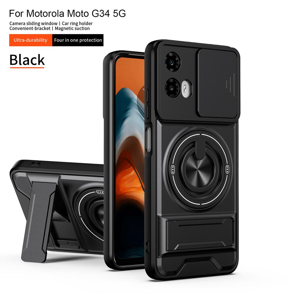 For Motorola G34 Case Moto G45 Cover Moto G35 G34 G45 Case Magsafe Magnetic Fold Holder Military Armor Camera Protection Cover