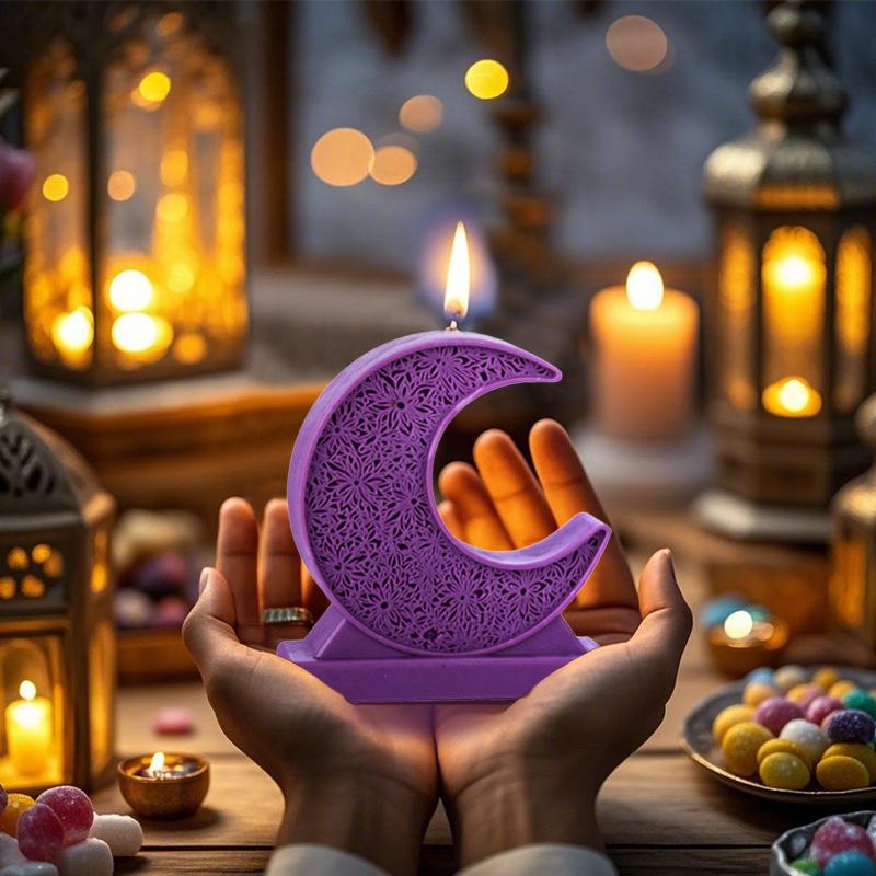 1pcs Star Moon Lantern Candle Mold Mandala Crescent Moon Candle Silicone Mold DIY Handmade Plaster Scented Candle Decor Epoxy Re