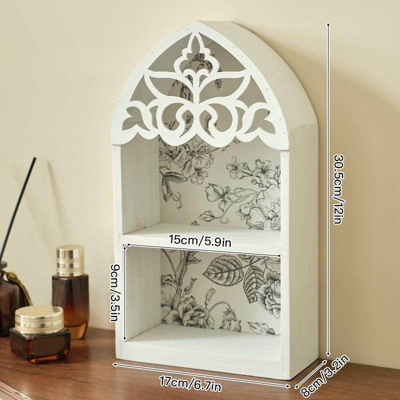 1PC Wooden Multi-Tier Wall Shelf Living Room Decorative Wall Rack Study With Intricate Carved Design Bedroom Shelf Vintage 2 Sizes