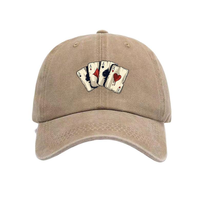 A Unisex Baseball Cap with AAAA Playing Card Print, Soft Top, Vintage Style for Men and Women, Adjustable Fit, Suitable for Outd