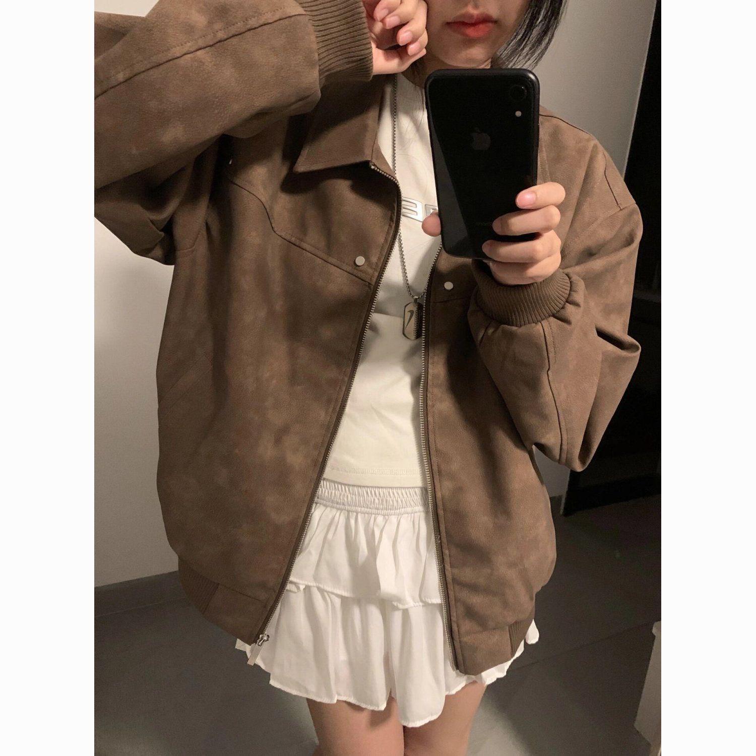 2025 Women s Retro High-End Brown Lapel Coat - Versatile Casual Student Jacket M 90-105 jin