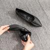 Women's Black Pointed-Toe Work Shoes - Soft Leather Shallow Mouth, Flat Soft-Soled, Comfortable for Interview/Flight Attendant, XCY36-357