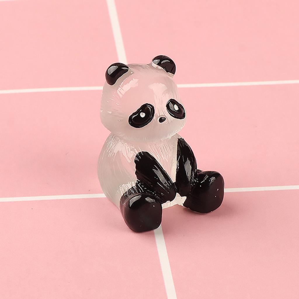 5Pcs Cute Luminous Panda 3D Resin Crafts Glow in Dark Pandas Statue Micro Landscape Figures Decorative DIY Home Ornament