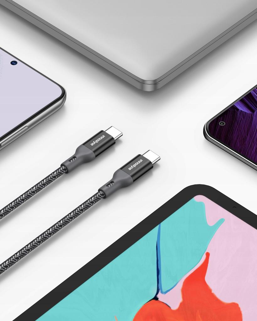 Innostyle Powerflex Usb-C Fast Charging Cable For Iphone Samsung 3A 60W Kevlar 2M Black