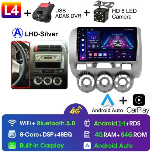 2 Din Android 14 Car Radio For Honda Fit Jazz City 2002-2007 Multimedia Video Player Navigation GPS 4G Carplay Auto Stereo RDS